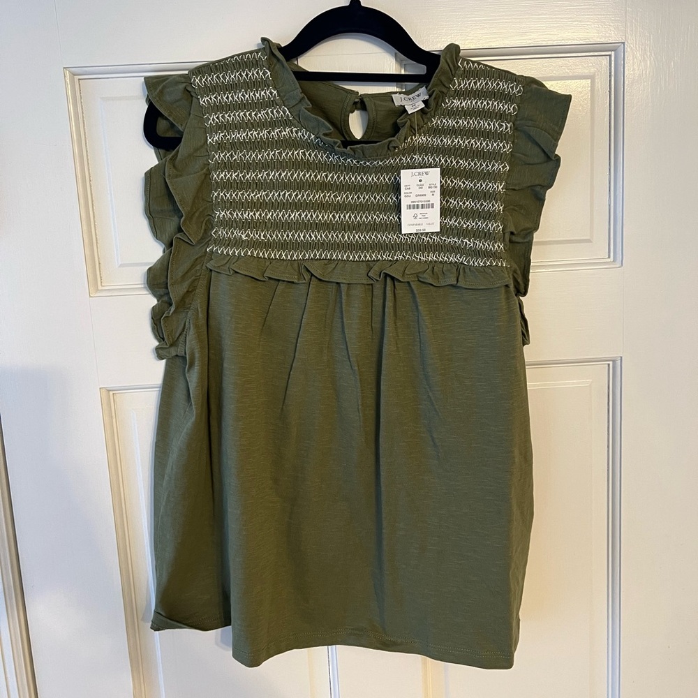 NWT J. Crew Factory Ruffle-sleeve smocked top